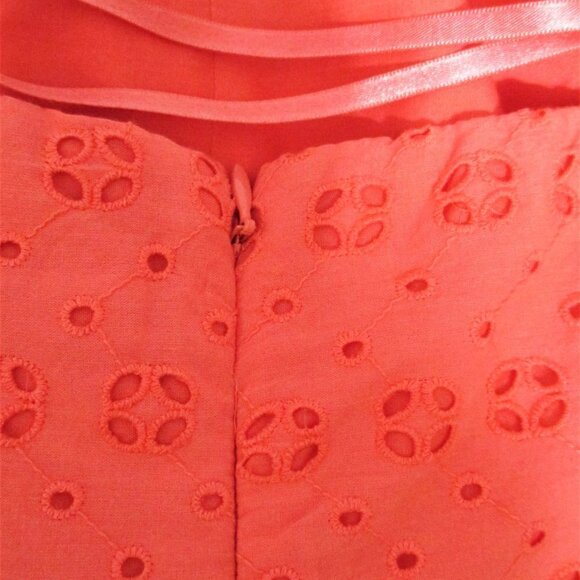 J. CREW CORAL STRAPLESS EYELET LACE DRESS NWT SZ 2 - Picture 9 of 11